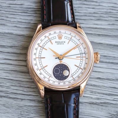 Rolex Geneve Cellini Fake 50535 Moon Phase 39*11.8mm Mens Watch